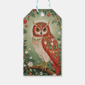 Feestelijke gebladerte uil gepersonaliseerd cadeaulabel (Achterkant)