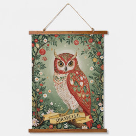 Feestelijke gebladerte uil gepersonaliseerd hangend wandkleed