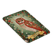 Feestelijke gebladerte uil gepersonaliseerd magneet (Rechterzijde)