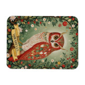 Feestelijke gebladerte uil gepersonaliseerd magneet (Horizontaal)