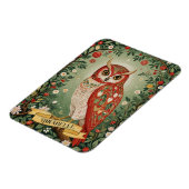 Feestelijke gebladerte uil gepersonaliseerd magneet (Linkerzijde)