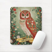 Feestelijke gebladerte uil gepersonaliseerd muismat (Met muis)