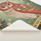 Feestelijke gebladerte uil gepersonaliseerd sherpa deken (3/4)