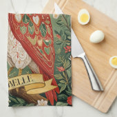 Feestelijke gebladerte uil gepersonaliseerd theedoek (Quarter Fold)