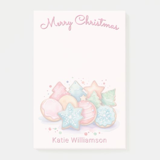 Feestelijke Geïste Koekjes Schattig Roze Kerstmis Post-it® Notes (Voorkant)
