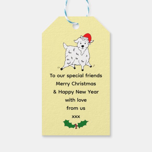 Feestelijke geiten met Kerstmis Cadeaulabel (Achterkant)