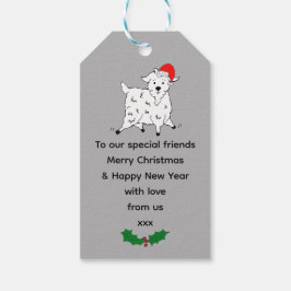 Feestelijke geiten met Kerstmis Cadeaulabel