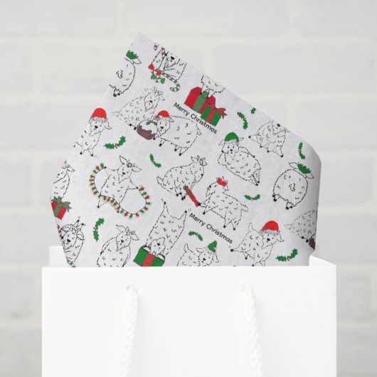 Feestelijke geiten met Kerstmis Tissuepapier (Cadeauzakje)