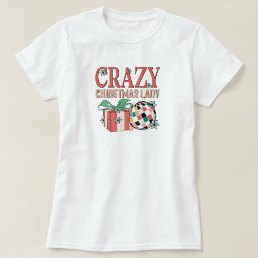 Feestelijke gekke kerst dame t-shirt (Design voorkant)