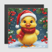 Feestelijke gele eend in kerstmuts (Voorkant / Achterkant)