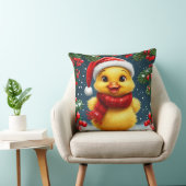 Feestelijke gele eend in kerstmuts kussen (Stoel)