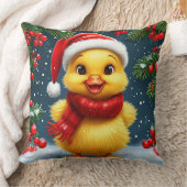 Feestelijke gele eend in kerstmuts kussen (Deken)