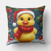 Feestelijke gele eend in kerstmuts kussen (Achterkant)