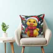 Feestelijke gele eendje in Santa Hat Kussen (Stoel)