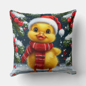 Feestelijke gele eendje in Santa Hat Kussen (Achterkant)