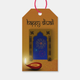 Feestelijke gelukkige Divali-vuurwerk - cadeaukaar Cadeaulabel