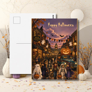 Feestelijke Gelukkige Halloween Trick-or-Treat Opt Briefkaart