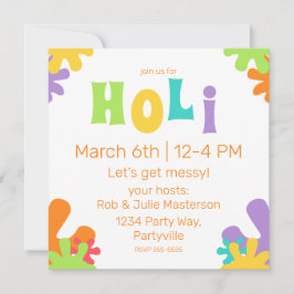 Feestelijke gelukkige Holi Kleurrijke verfspatten Kaart