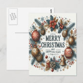 Feestelijke gelukzaligheid vieren: Vrolijk kerstfe Briefkaart (Voorkant / Achterkant)