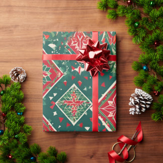 Feestelijke geometrische kerst charme inpakpapier