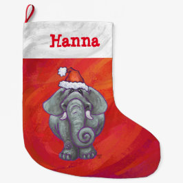 Feestelijke gepersonaliseerde Elephant Christmas Grote Kerstsok