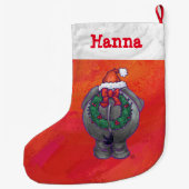 Feestelijke gepersonaliseerde Elephant Christmas Grote Kerstsok (Achterkant)