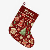 Feestelijke gepersonaliseerde kerstbordeaux grote kerstsok (Voorkant (Hangend))