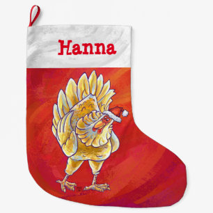 Feestelijke gepersonaliseerde kip kerst grote kerstsok