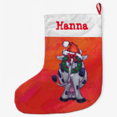 Feestelijke Gepersonaliseerde Koe Kerst Grote Kerstsok (Achterkant)