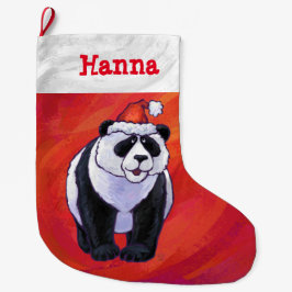 Feestelijke Gepersonaliseerde Panda Kerstmis Grote Kerstsok