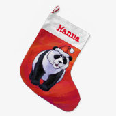 Feestelijke Gepersonaliseerde Panda Kerstmis Grote Kerstsok (Voorkant (Hangend))