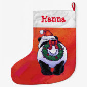 Feestelijke Gepersonaliseerde Panda Kerstmis Grote Kerstsok (Achterkant)
