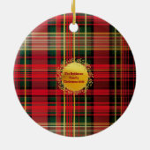 Feestelijke gepersonaliseerde rode en groene foto keramisch ornament (Achterkant)