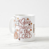 Feestelijke gepersonaliseerde Thanksgiving keramis Koffiemok (Voorkant links)