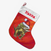 Feestelijke gepersonaliseerde Triceratops Kerstmis Grote Kerstsok (Voorkant (Hangend))