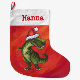 Feestelijke gepersonaliseerde Tyrannosaurus Kerstm Grote Kerstsok