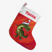 Feestelijke gepersonaliseerde Tyrannosaurus Kerstm Grote Kerstsok (Voorkant (Hangend))