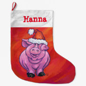 Feestelijke Gepersonaliseerde Varken Kerstmis Grote Kerstsok (Voorkant)