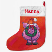 Feestelijke Gepersonaliseerde Varken Kerstmis Grote Kerstsok (Achterkant)