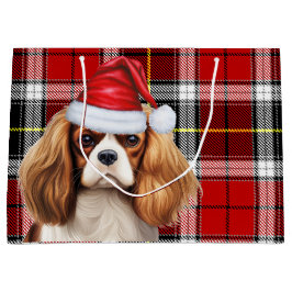 Feestelijke geruite Cavalier Spaniel hondenliefheb Groot Cadeauzakje