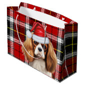 Feestelijke geruite Cavalier Spaniel hondenliefheb Groot Cadeauzakje (Achterkant Gekanteld)