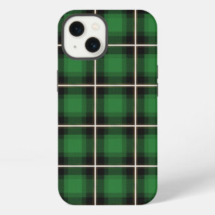 Feestelijke geruite groene, witte en messing plaid iPhone 13 hoesje