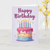 Feestelijke Gesproeide Cakekaart Kaart (Gele Bloem)