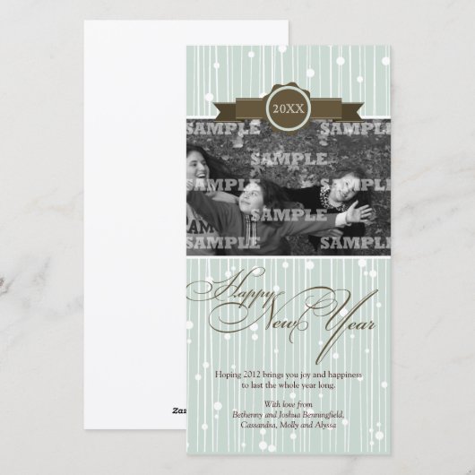 Feestelijke gestippelde strepen Nieuwjaar Vakantie Feestdagenkaart (Voorkant / Achterkant)