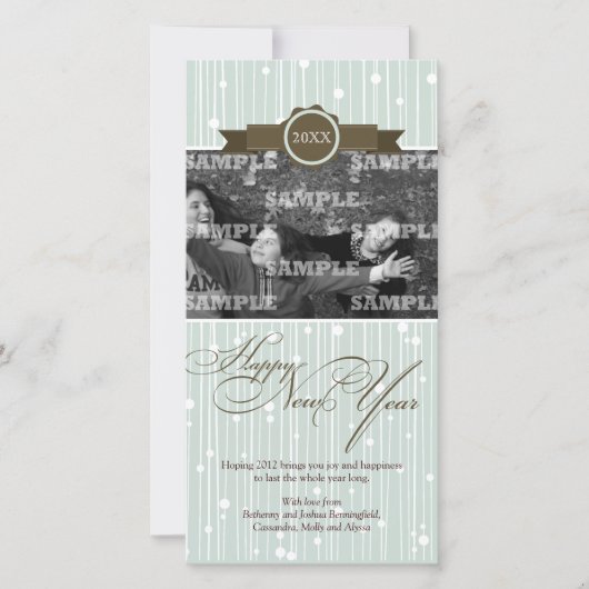 Feestelijke gestippelde strepen Nieuwjaar Vakantie Feestdagenkaart (Voorkant)