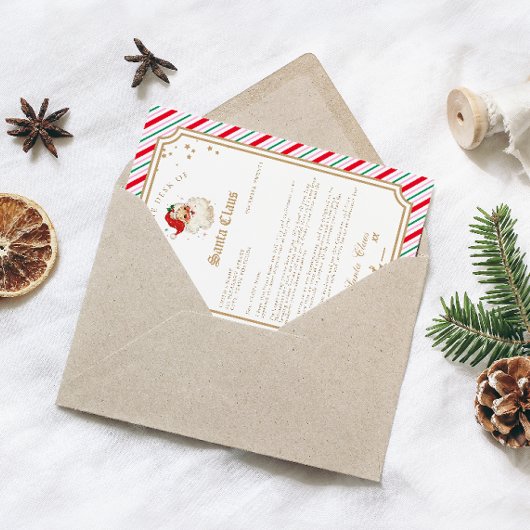 Feestelijke gestreepte brief van de kerstman kaart