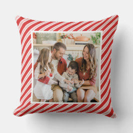 Feestelijke gestreepte kerst snoepriet rood wit kussen