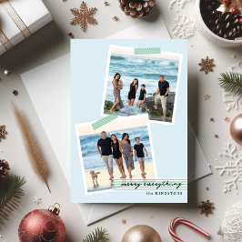 Feestelijke gestreepte tape- V1- Foto Vakantiegroe Feestdagenkaart