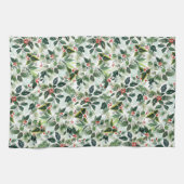 Feestelijke gevarieerde winterbessen patroon Kerst Theedoek (Horizontaal)