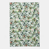 Feestelijke gevarieerde winterbessen patroon Kerst Theedoek (Verticaal)